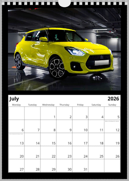 2026 Swift Calendar <br> Swift Sport ZC33S <br> A4 Wall