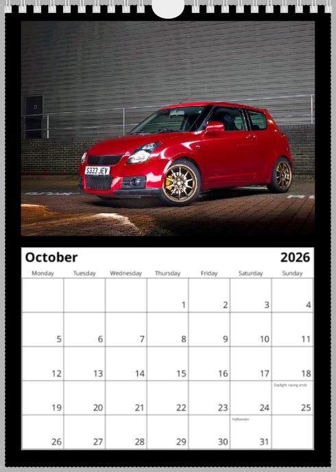 2026 Swift Calendar <br> Swift Sport ZC31S <br> A4 Wall