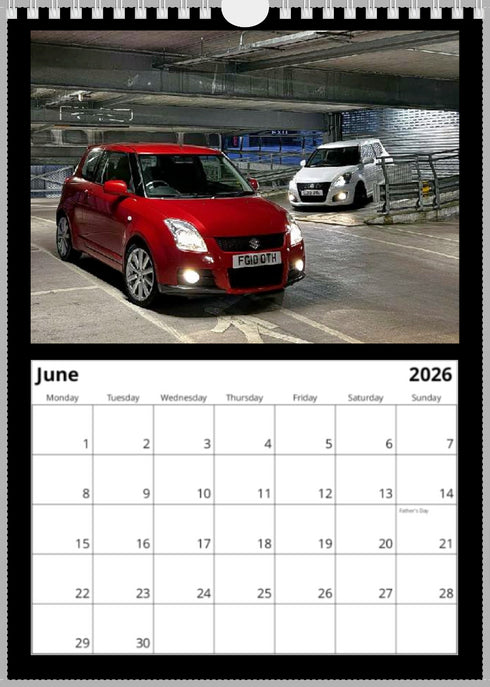 2026 Swift Calendar <br> Swift Sport ZC31S <br> A4 Wall