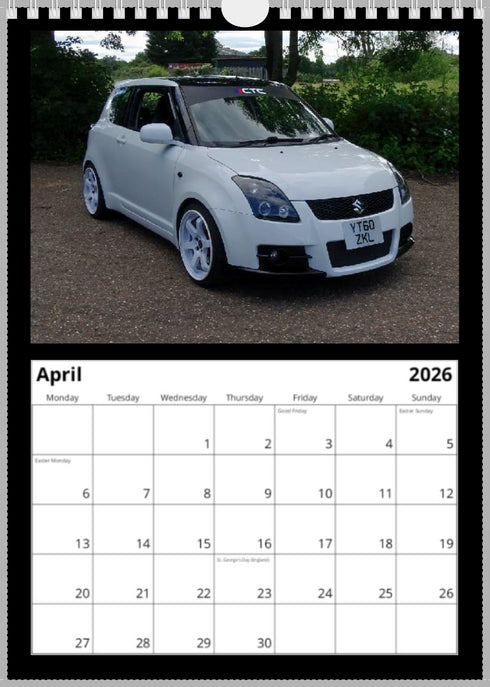 2026 Swift Calendar <br> Swift Sport ZC31S <br> A4 Wall