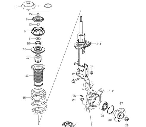 Top Mount Bearings (PAIR)<br> Suzuki Swift Sport ZC32S / ZC31S <br> 2005-2017